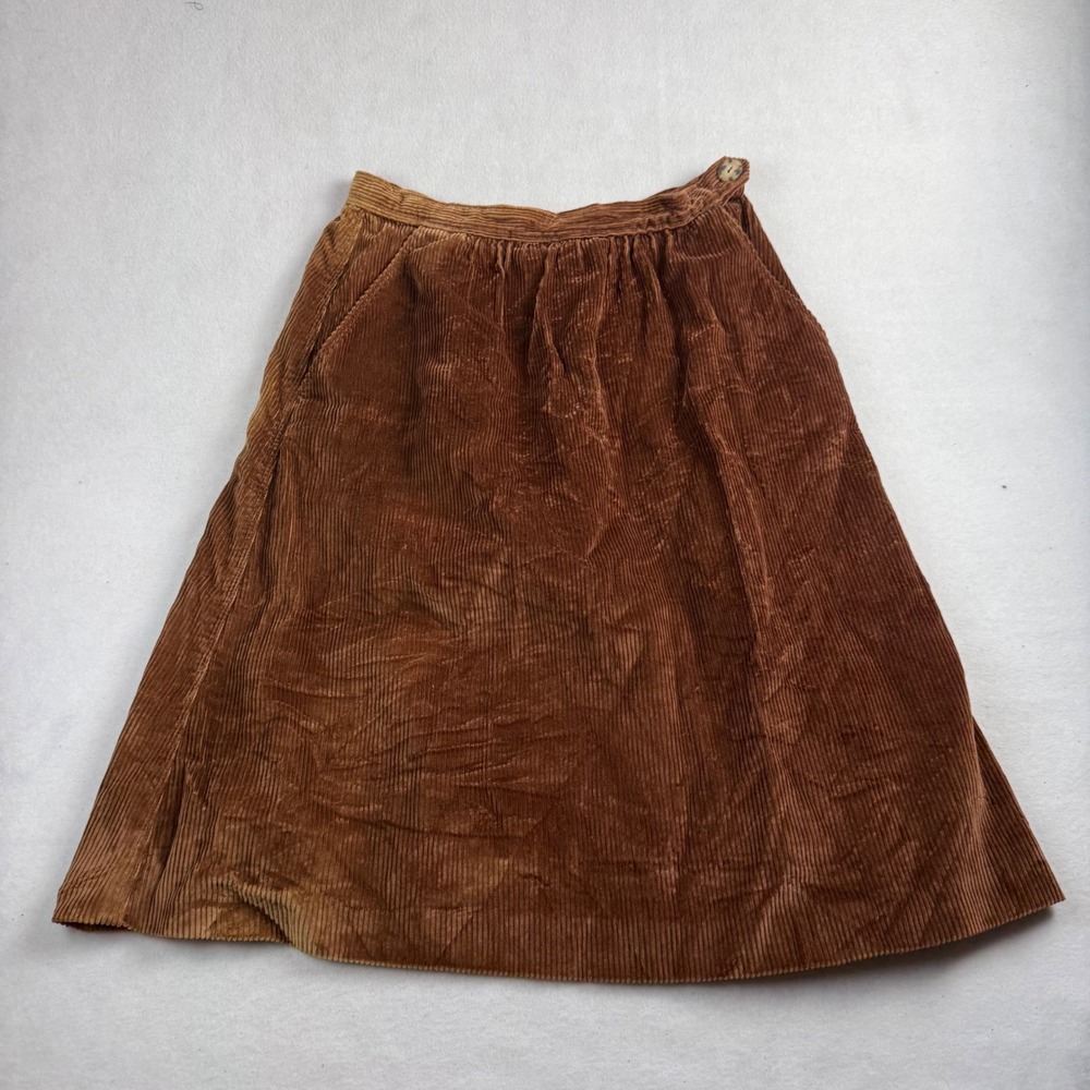 Vintage Evan-Picone Lord & Taylor Brown Corduroy A-Line Skirt Lined Pockets USA‎